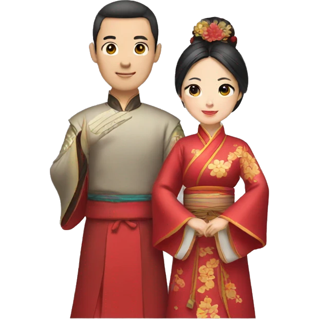 a couple wearing traditional Chinese clothes emoji