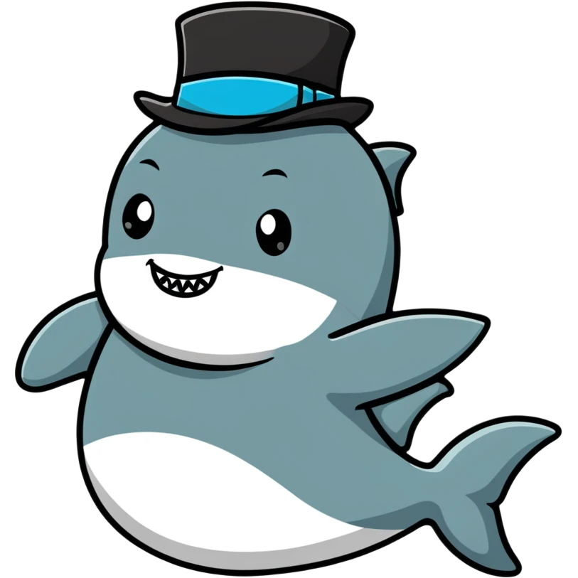 Shark with a top hat emoji