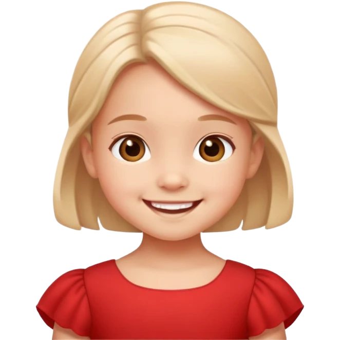 cute little child wearing a red dress, smiling emoji