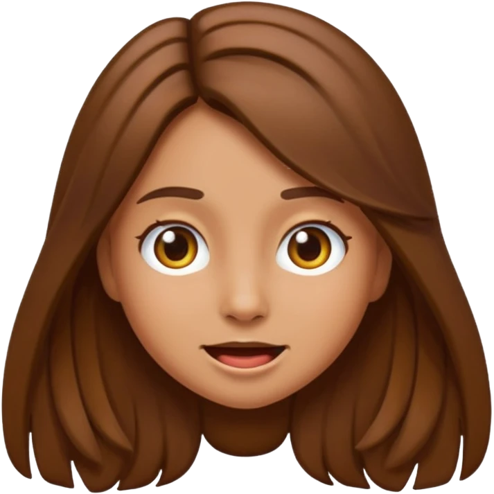 A girl growling like rawr silly vibes but make it an emoji not real human but long brown hair and more silly less angry  emoji