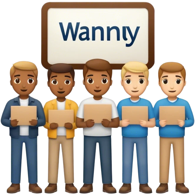 men with sign saying wanny is the best emoji