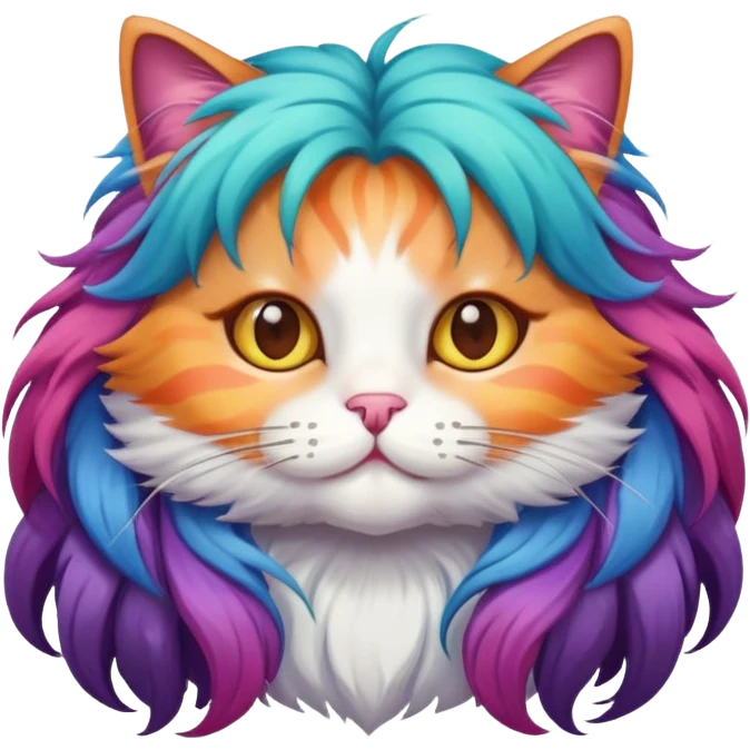Cat wearing hair extension emoji