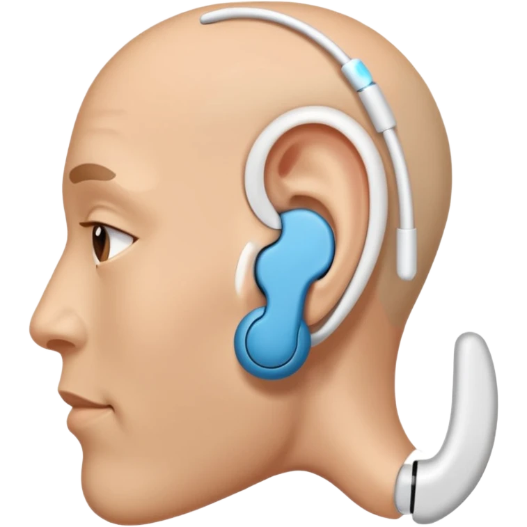 Close up of an ear wearing an earbud emoji