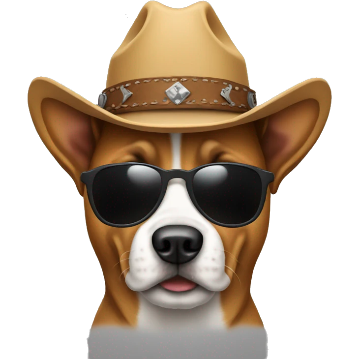Dog wearing cowboy hat and sunglasses emoji