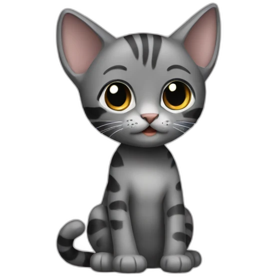 full body grey and black playing baby skinny cat emoji