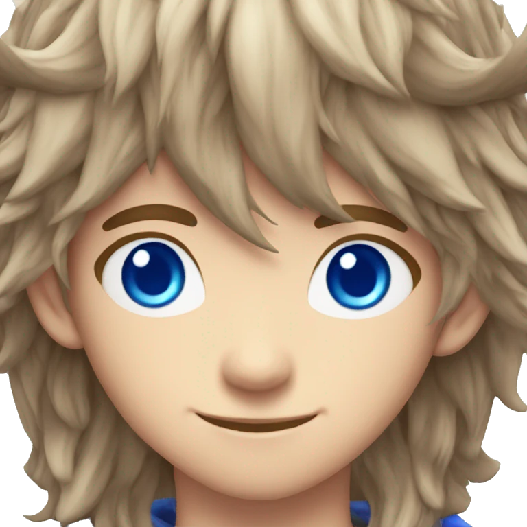 a twink elf with fluffy brown gamer hair and blue eyes and long elf ears emoji