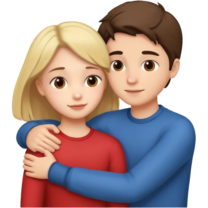 Boy and girl hugging each other in love emoji