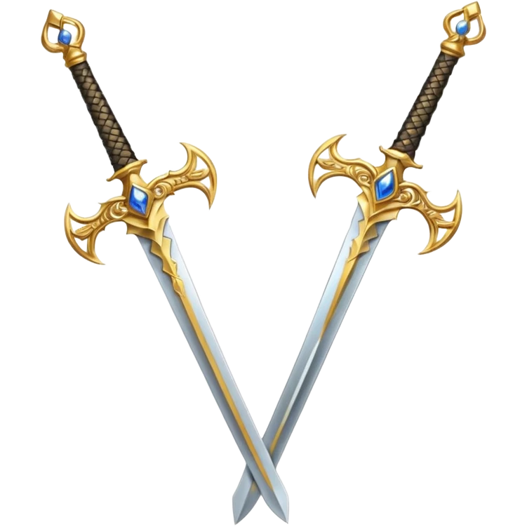 Two Golden royal swords with gold blades and gold handel emoji