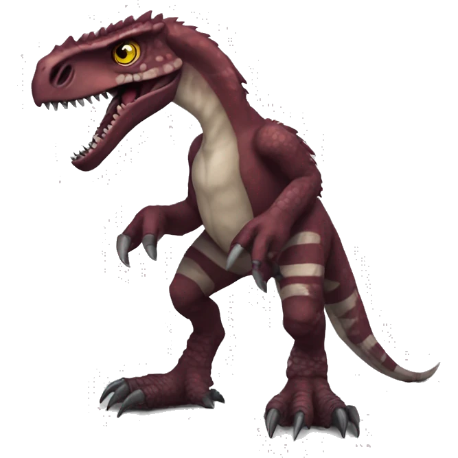 Maroon edgy badass modern sexy handsome punk velociraptor-dragon-Digimon, full body emoji