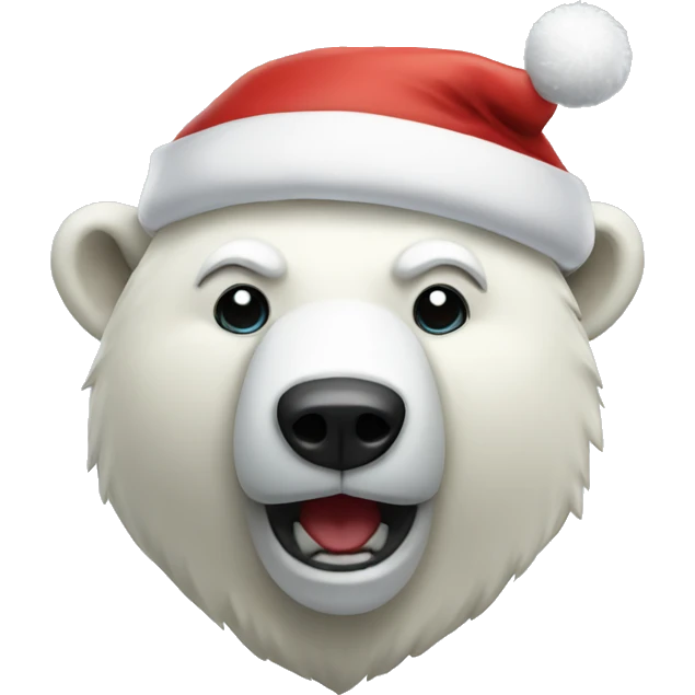Polar bear with a Santa hat on emoji