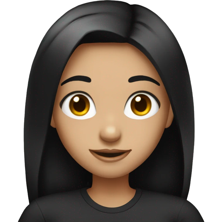 Girl with black hair black eyes and black t-shirt smile emoji