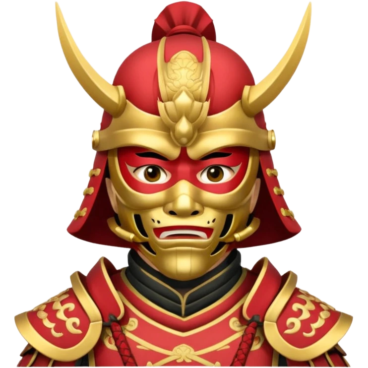 Samurai with red and gold armor and they have a detailed mask covering their mouth emoji