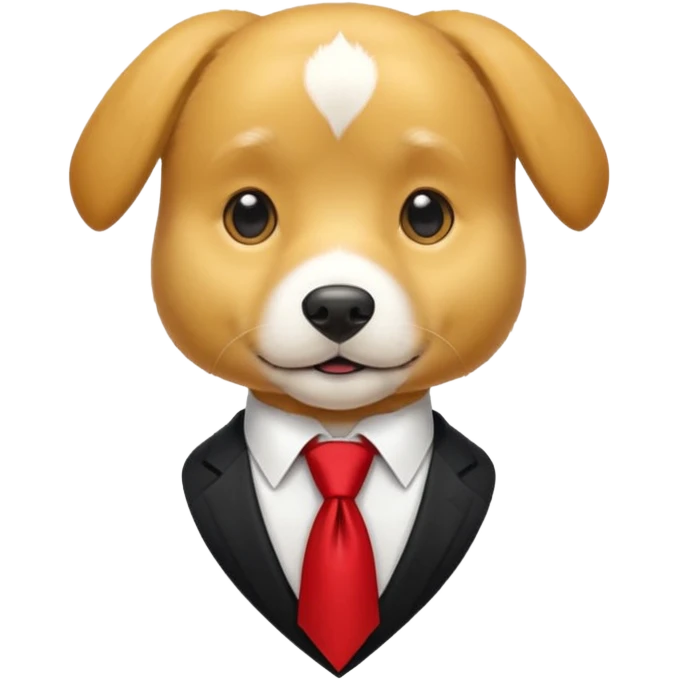 golden dog with white tie,red shirt emoji