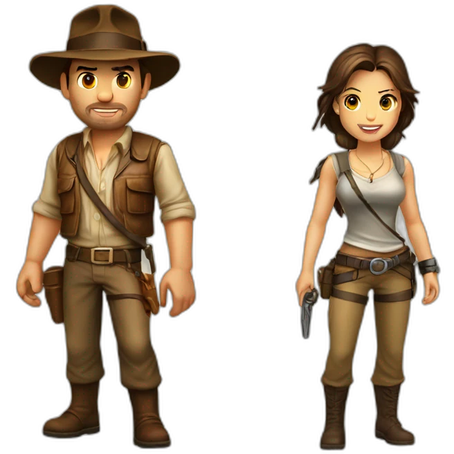Indiana Jones and Lara Croft emoji