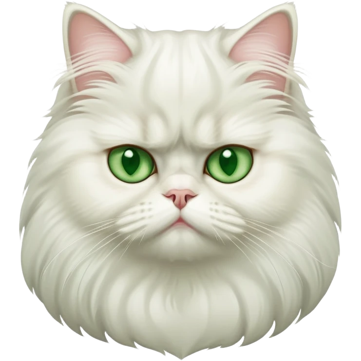 White grumpy persian cat with green eyes emoji