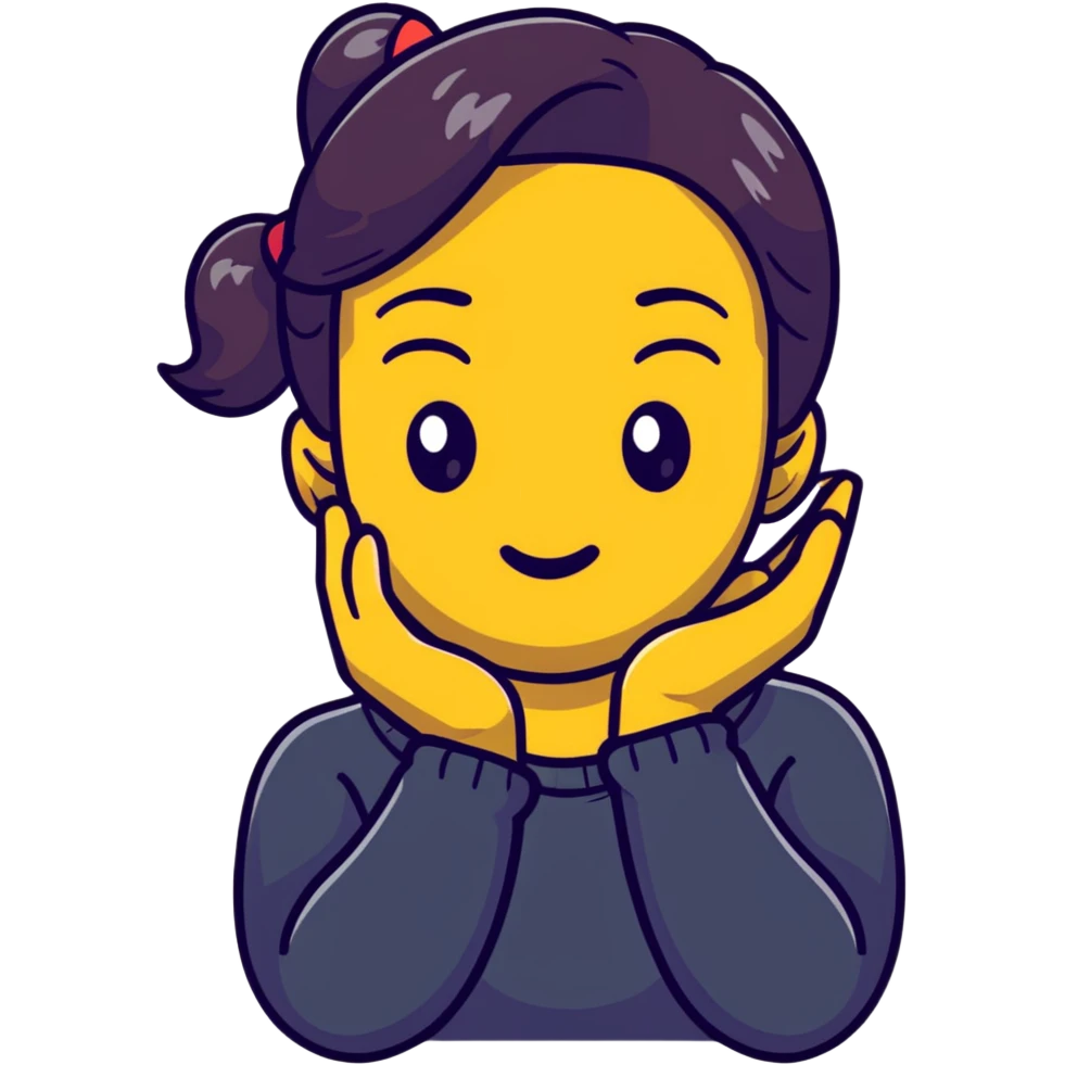 A girl with her hands crossed on her neck and her face is like this emoji 😬 emoji