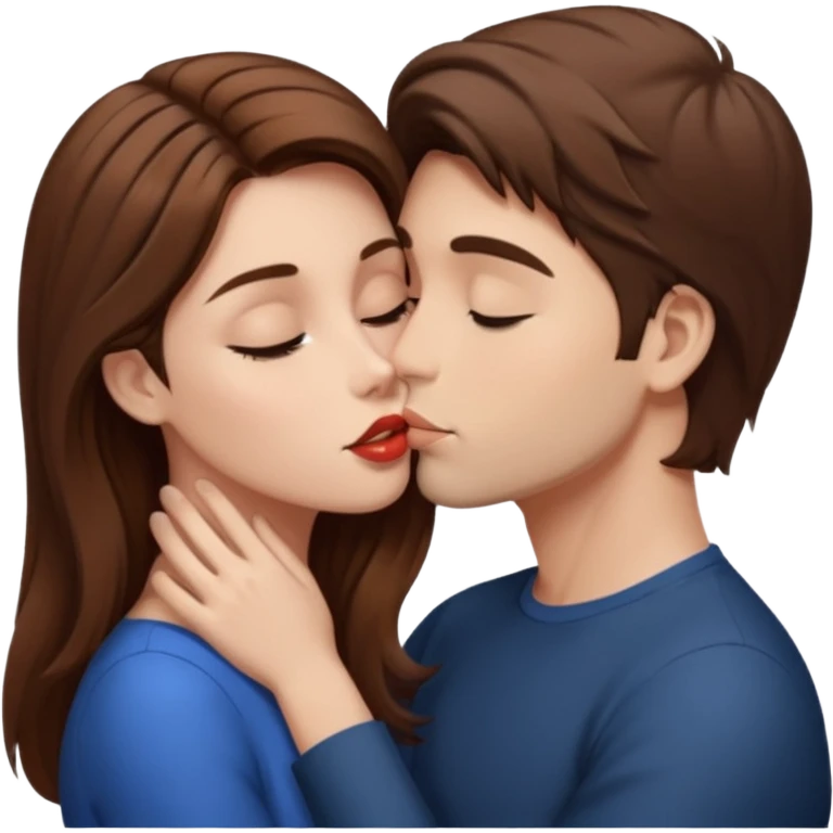 

"Men with short brown hair and fair skin a woman with long brown hair and fair skin, kissing."





 emoji