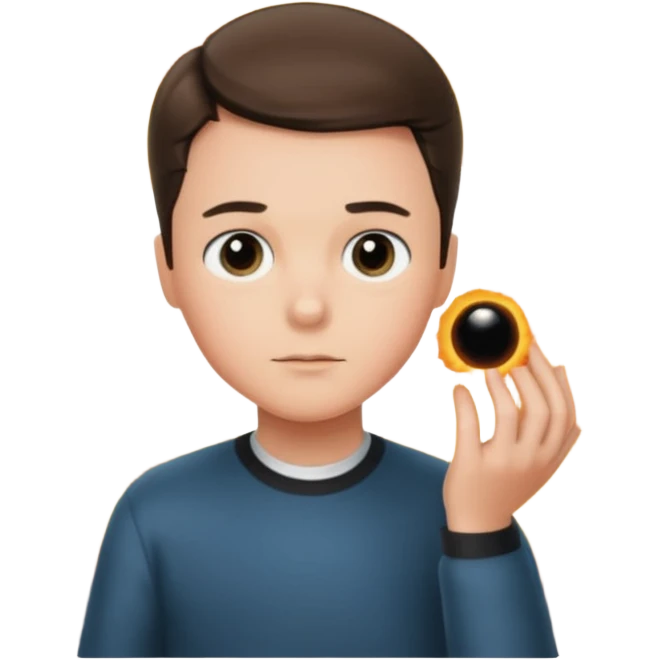 young sheldon examining a black hole emoji