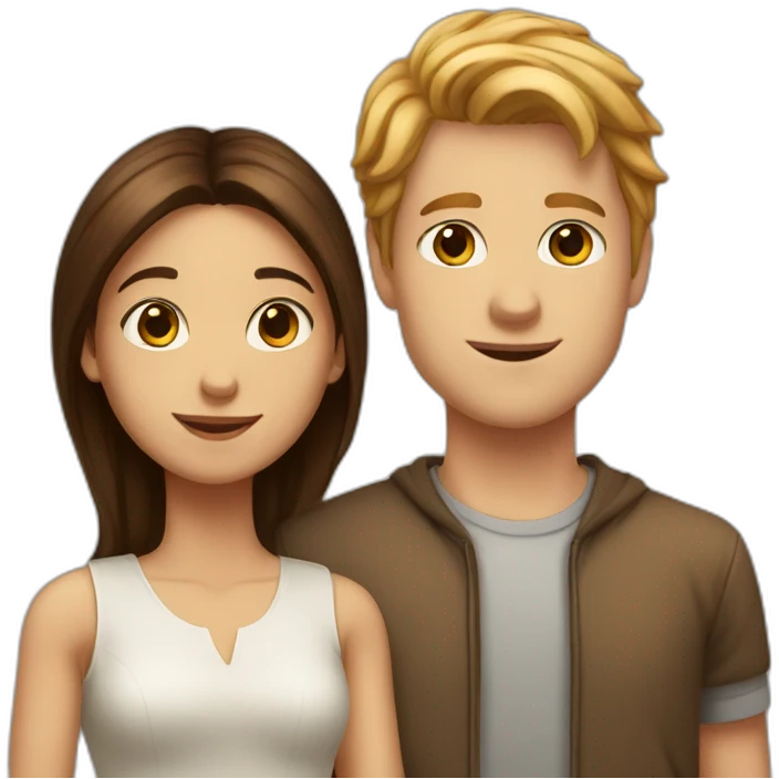 Tall white boy and short brown girl in love emoji