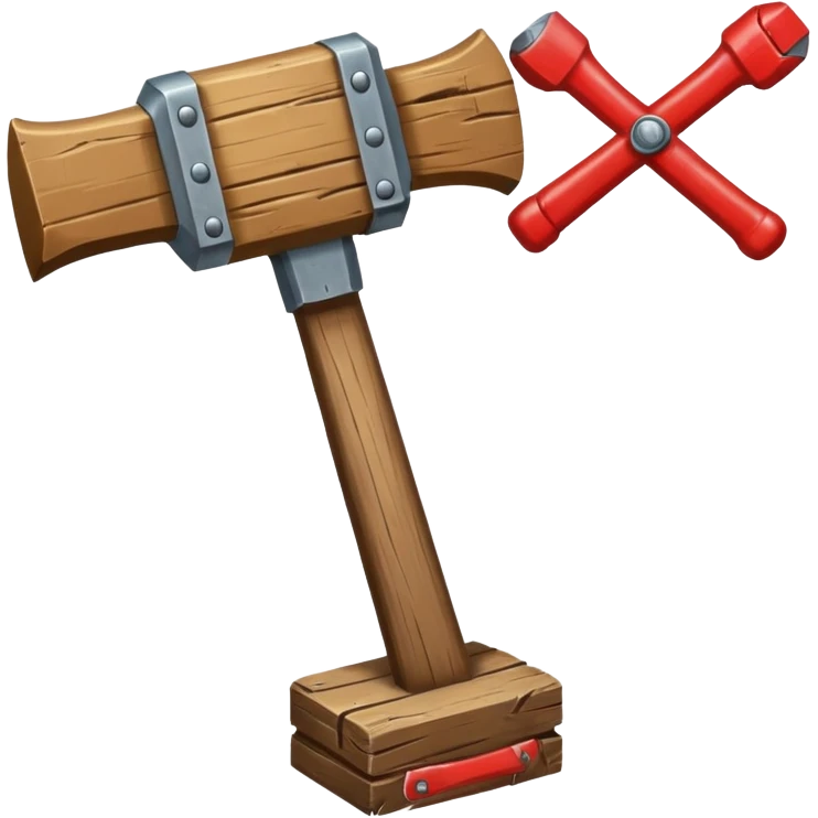 Banhammer with sign BAN! emoji