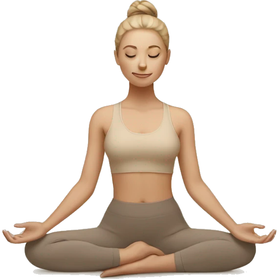 White Girl doing yoga in beige tones  emoji