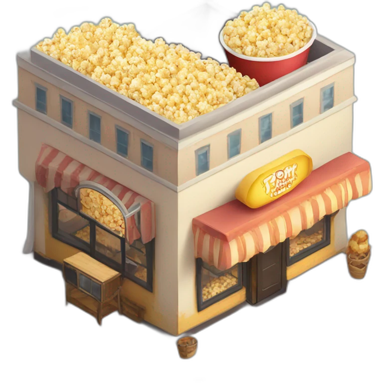 Popcorn cinema cafe isometric emoji