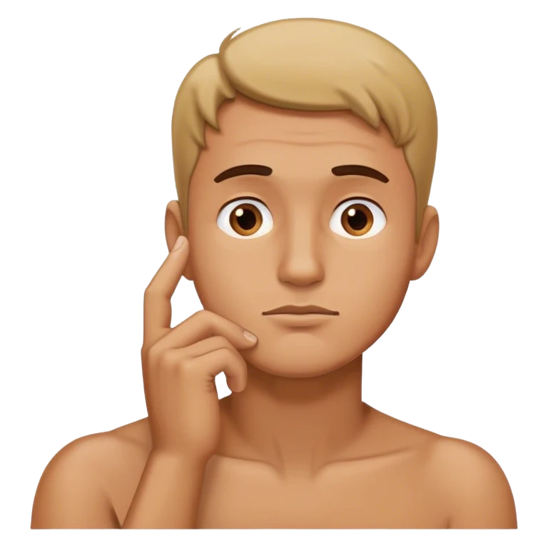 guy thinking with his hand on his chin emoji