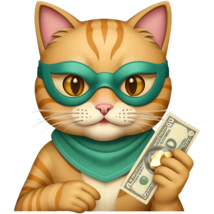 cat with mask and money emoji