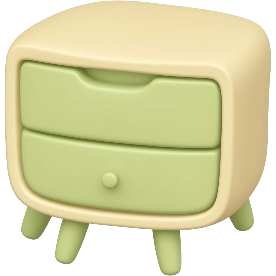 yellow and green a small bedside table with rounded edges, pastel color, minimal aesthetic, cute decor on top, 3D render inspired by Barbie colour pallate emoji