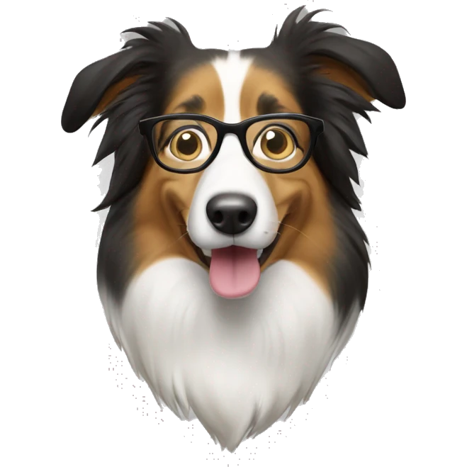 Collie with glasses emoji