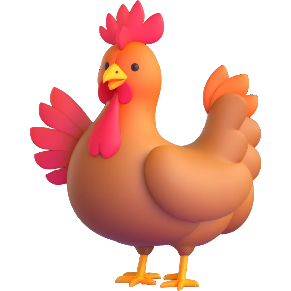 cartoonish hen with round body and visible feathers emoji