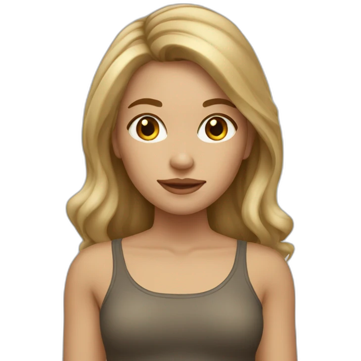 Medium lenght Dirty blonde hair girl with brown eyes  emoji