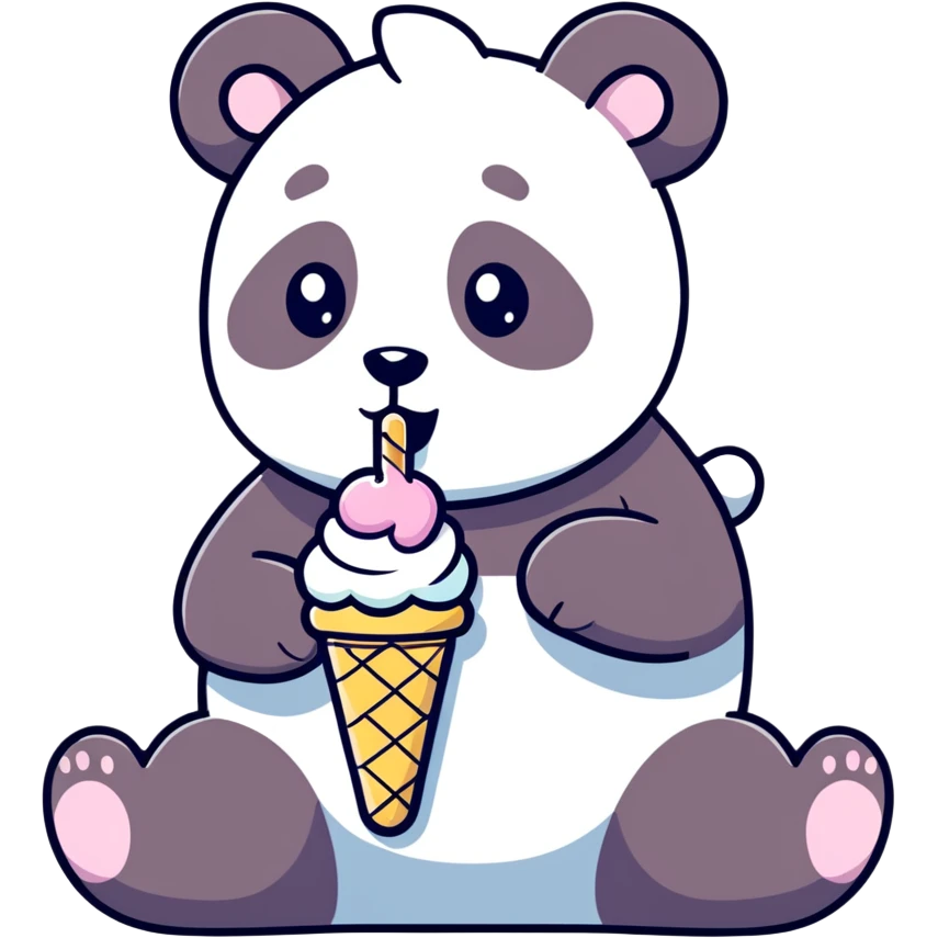 Panda eating ice cream emoji