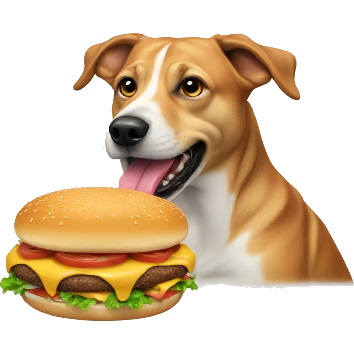 Dog eating burger emoji