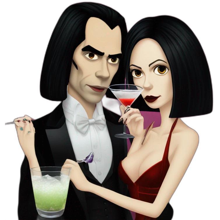 vampire wife and nick cave drinking martinis emoji