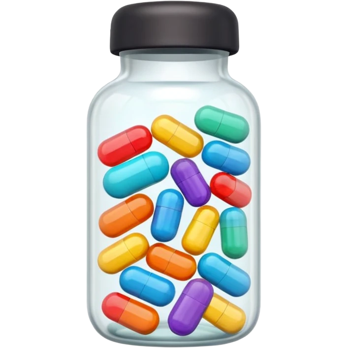 pills in bottle, 3d cartoon style, memoji style. emoji
