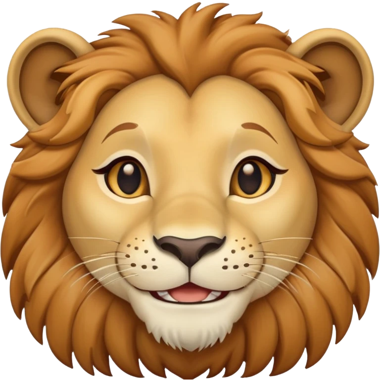 neutral headshot of a friendly anthropomorphised female lion emoji