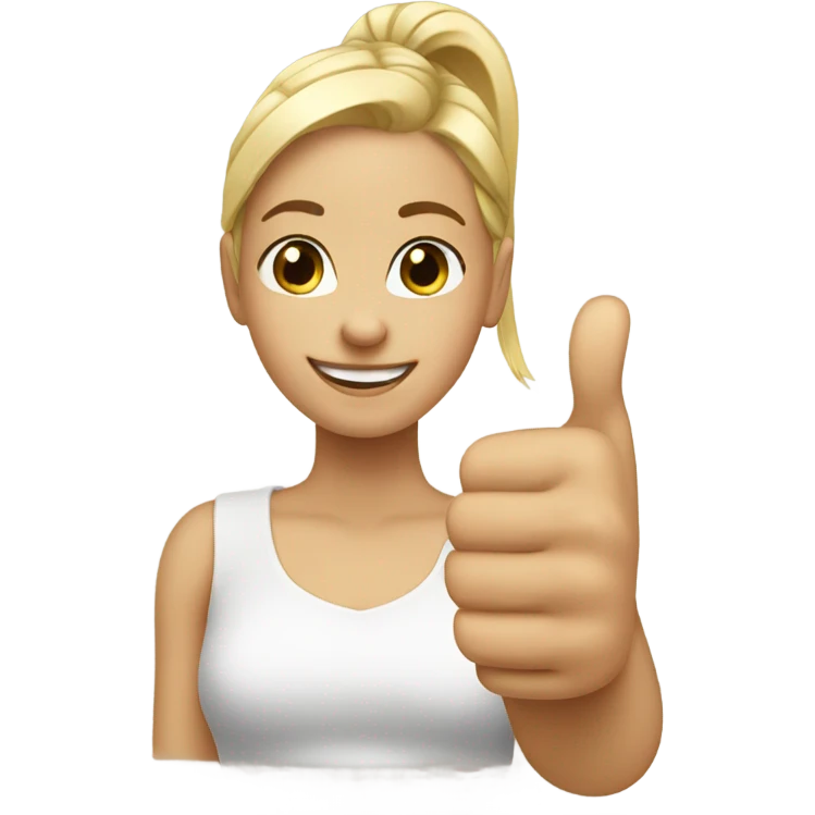 a girl with blonde ponytail thumbs up   emoji