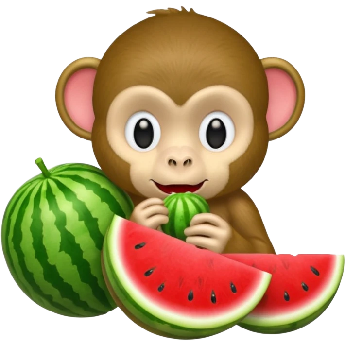 Monkey eating watermelon picking cotton emoji