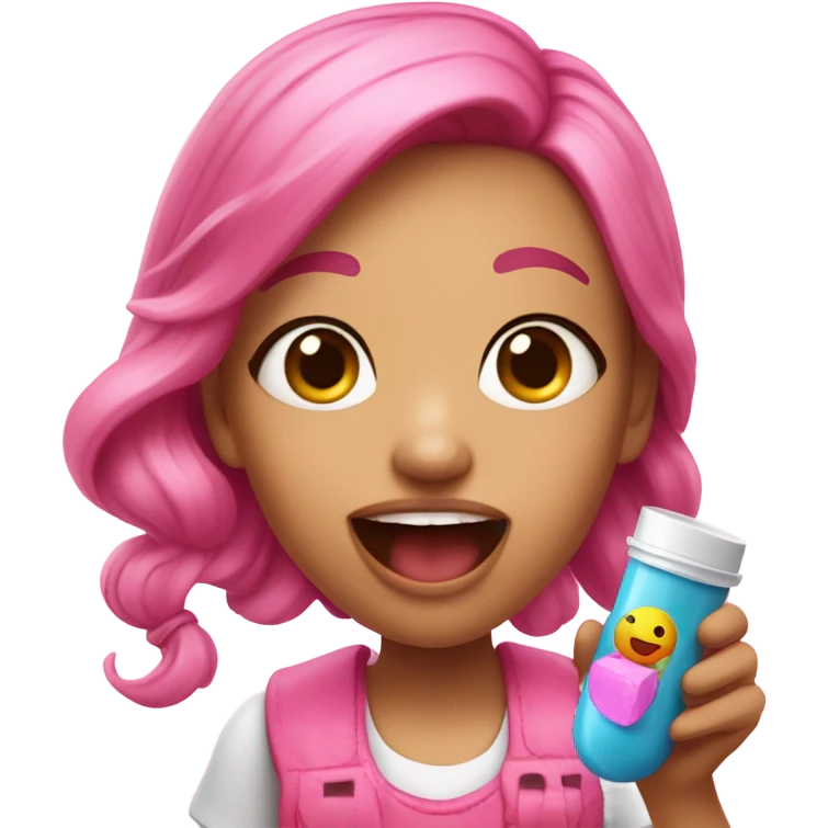 Pink pill girl eating emoji