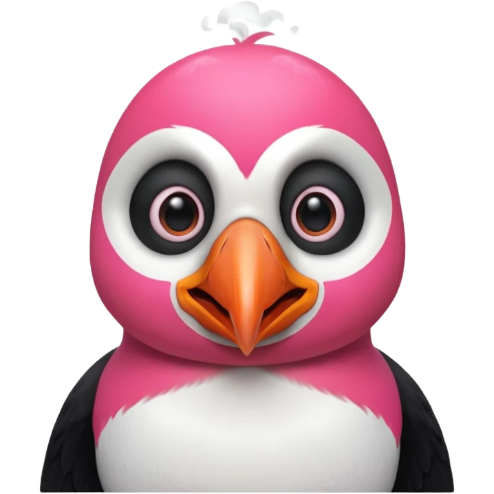 pink puffin angry blow steam nose beak emoji