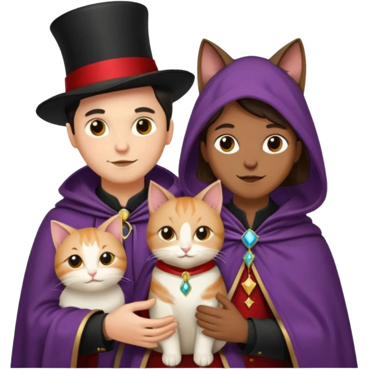 magician couple and their pet cat emoji