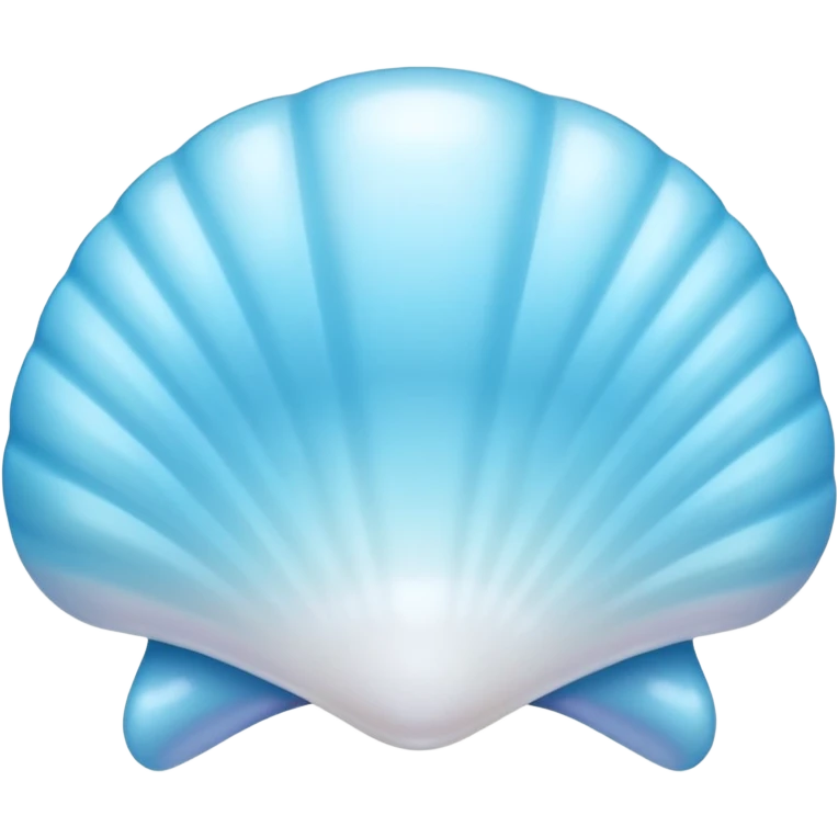 Light blue shell emoji, pearl texture, soft gradient, smooth curves, glossy finish emoji