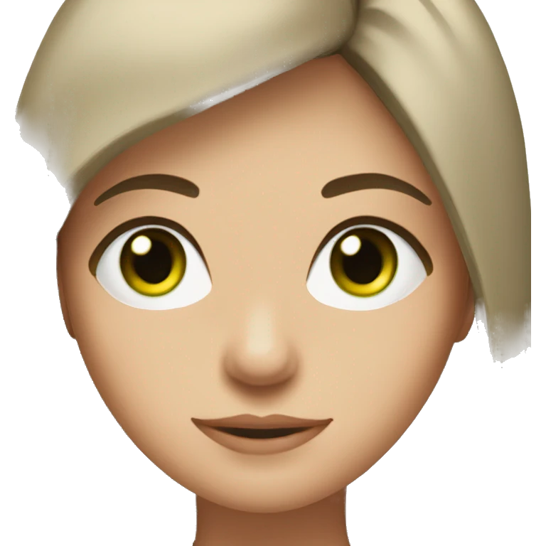 green eyed, brunette girl with straight, shoulder length hair emoji
