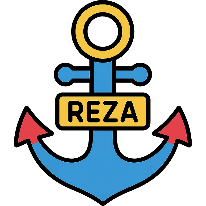 ship anchor with 'Reza' design emoji