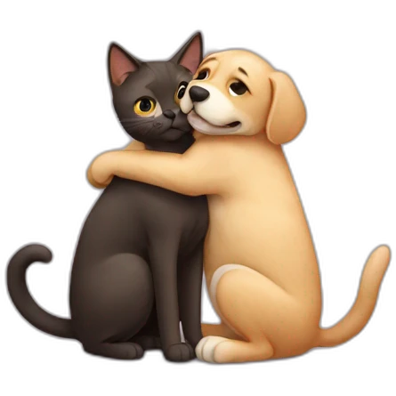 cat and dog hugging emoji