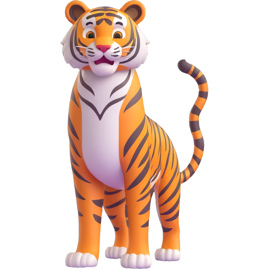 a kind, tall tiger, friendly expression, standing upright emoji