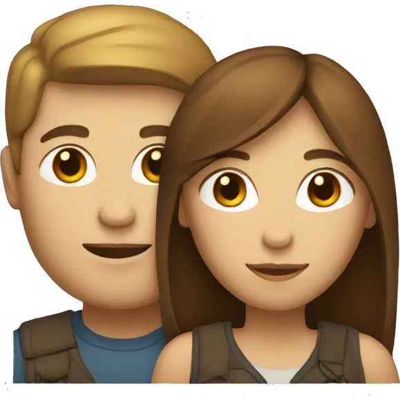 a pair of people, white, man of medium build, woman thin, both have brown hair. emoji