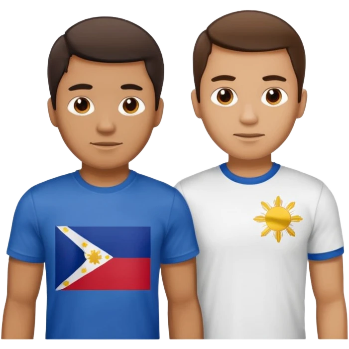 2 male Best budd wearing tshirts, one had Philipines flag, the other spanish flag emoji