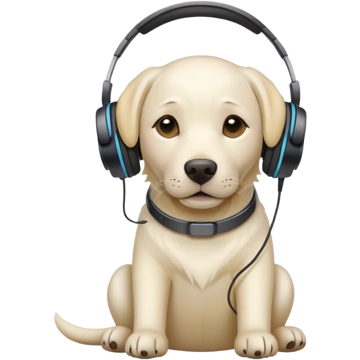 White Labrador with headphones ￼ emoji